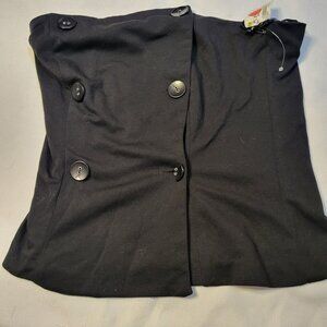 CR Signature Black Button-Front Bustier Top Size L Womens Corset Style